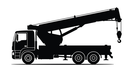 Mobile crane silhouette against a white background industrial machinery graphic © MosaRabeya