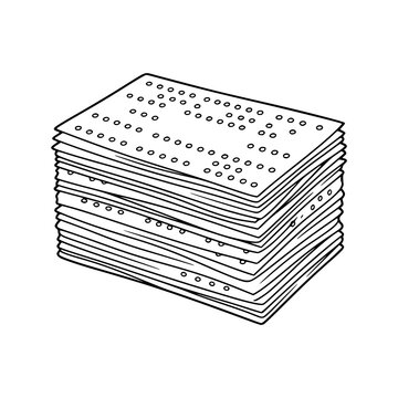 Hand Drawn Vector Illustration of a Stack of Vintage Computer Punch Cards