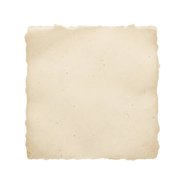 Square vintage sepia parchment paper sheet with rough edges