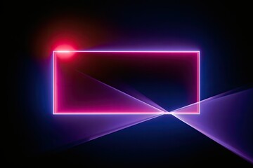 Fototapeta premium Glowing magenta rectangle framed by purple and blue light flares