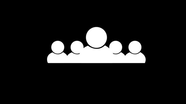 Group of five people icon isolated animation .Community icon, Business and team work icon animation.Motion graphics of team work concept.