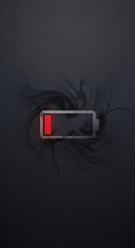 Low Battery Icon Showing Red Empty Power Indicator.