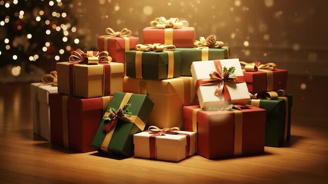 Festive Christmas Presents Under the Tree - A Holiday Celebration.