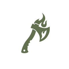 Fototapeta premium Fire Axe Glyph Icon. Firefighter Rescue Hatchet Silhouette Vector Illustration.