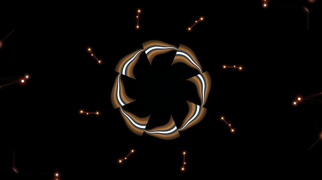 Abstract radial burst with interconnected star constellations in dark space luminous geometric shapes and patterns cosmic themed backdrop