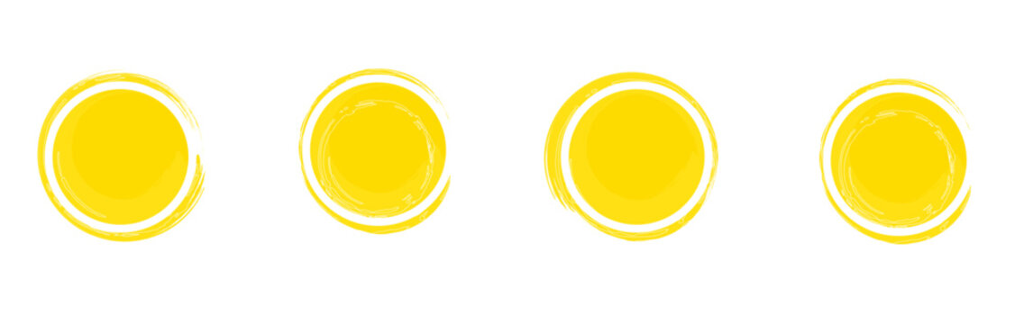 Yellow Grunge Circle Badge Collection with Brush Stroke Frames