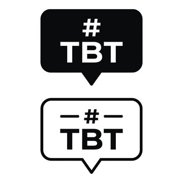 TBT throwback Thursday social media hashtag icons in speech bubbles icon