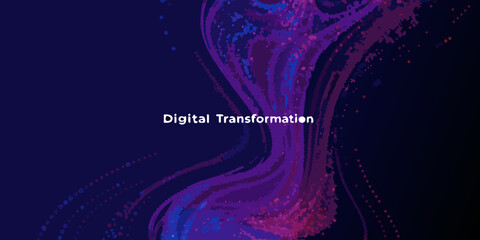 digital transformation abstract background with swirling colors purple blue waves flowing motion dynamic modern innovation technology change evolution progress future © Debashis