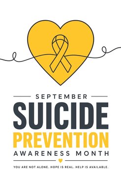 National suicide prevention awareness month with suicide awareness prevention ribbon roll background.