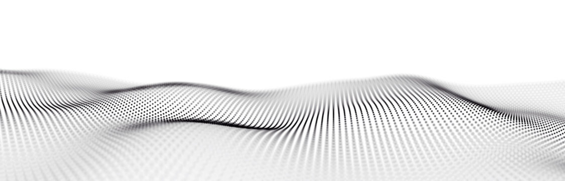Beautiful curved wave on a dark background. Digital technology background. Concept of network. 3D