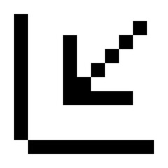 Fototapeta premium Pixel outline arrow to bottom left corner icon