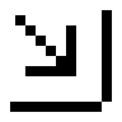 Fototapeta premium Pixel outline arrow to bottom right corner icon