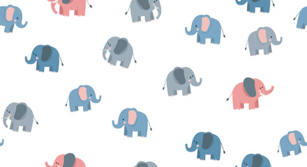 Elephant pattern with pastel colors on a white background baby © JOHIRUL_STUDIO