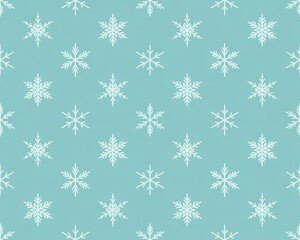 White snowflakes arranged in a seamless pattern on blue background