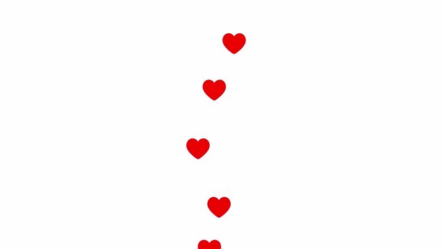 Social media heart like animation, Animated floating hearts Upward animation on a transparent background, Social media live style heart animation 