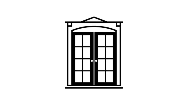 Elegant french door icon simple line art