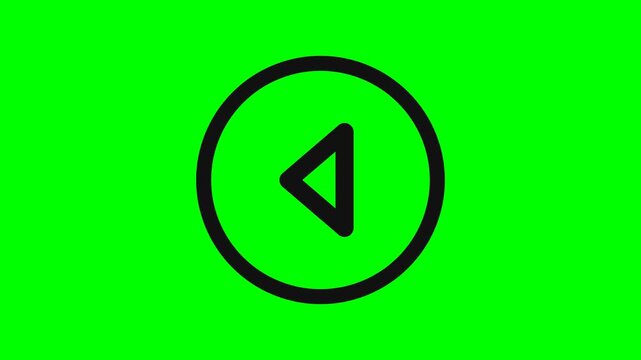 Simple animation of a smiley face and a rewind button on a green screen background.