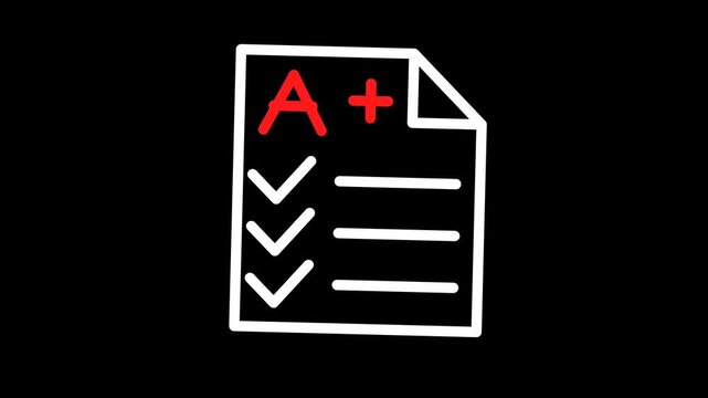 Simple Animation Showing Document Evolution From Blank Page to Graded Paper.