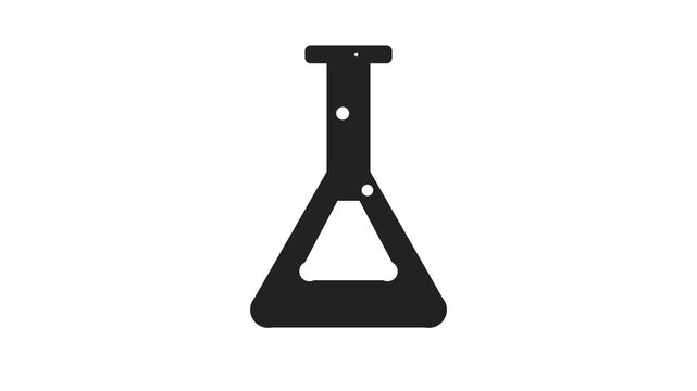 Simple Black Silhouette of a Laboratory Flask on White Background.