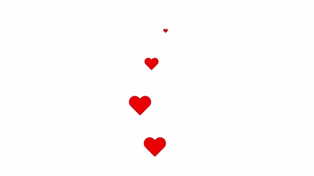 Social media heart like animation, Animated floating hearts Upward animation on a transparent background, Social media live style heart animation 
