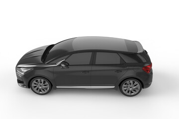 Naklejka premium Black car on white background, 3D illustration
