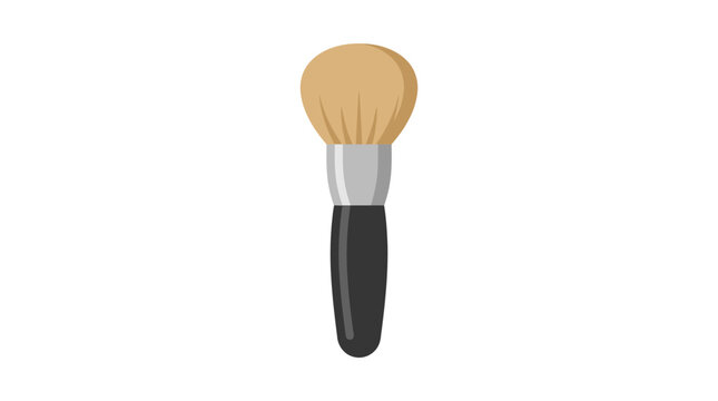 Professional makeup powder brush with black handle isolated on white.
