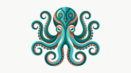 Stylized octopus illustration with swirling tentacles and ornate details © tisu