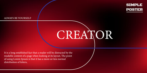 A vibrant poster design featuring the word 'Creator' in a striking font, set against a red and black gradient background. It evokes inspiration. © Designbrust