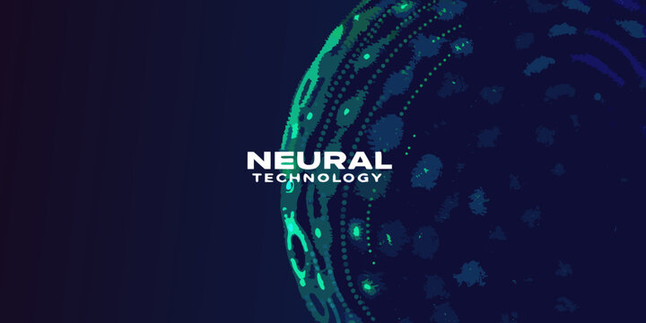 neural technology abstract vector illustration with glowing dots and lines network brain connections futuristic science innovation research digital art conceptual