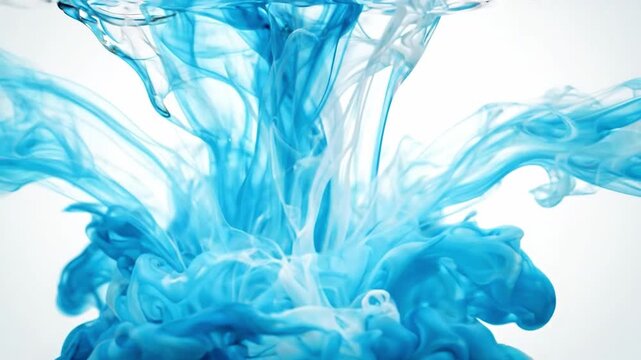 Blue fluid abstract ink swirling in water motion background 4K video loop artistic smoke effect visual
