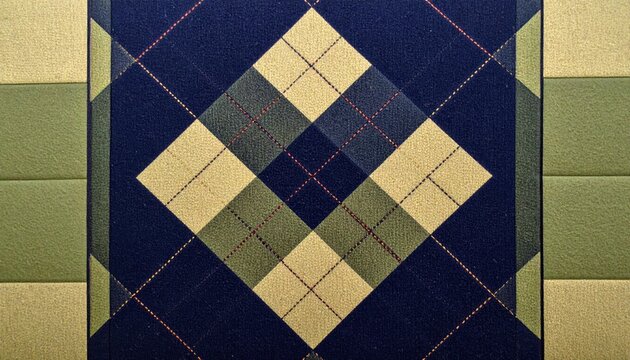 Classic Argyle Diamond Pattern Background, Blue, Beige, Green, Textile