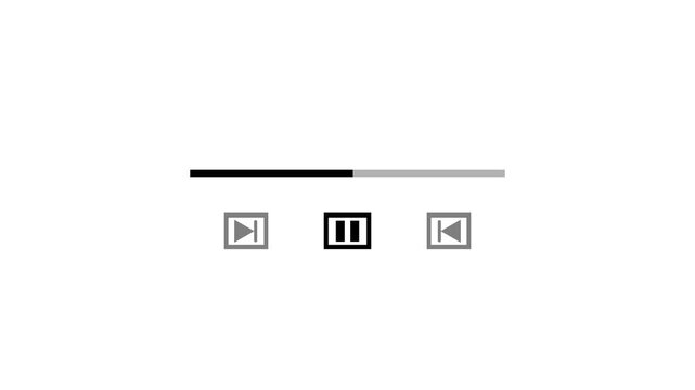back video player interface buttons with pause play and skip icons