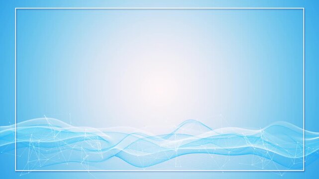 Clean blue technology wave frame border, soft gradient, digital mesh lines, open center space. corporate videos, medical presentations, science intros, business slides, data screens, modern overlays.