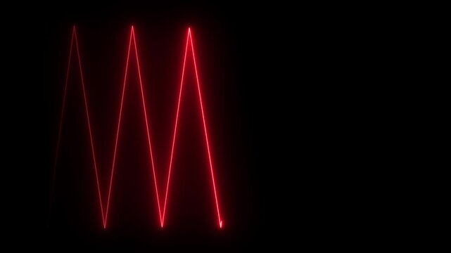 Neon red zigzag waveform animation on black background
