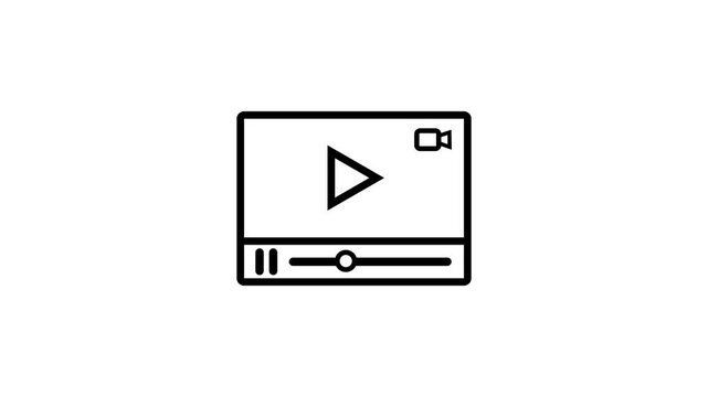 Minimalist media player screen with play button motion graphic