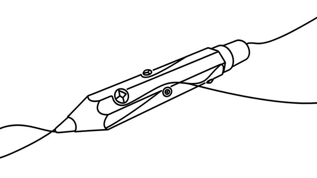 Pencil drawing tool on paper white background.