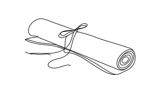 rolled parchment scroll with ribbon white background.