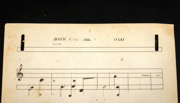 Vintage Sheet Music Page with Handwritten Notes and Faded Paper Texture