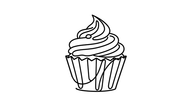 Cupcake with swirl frosting white background.