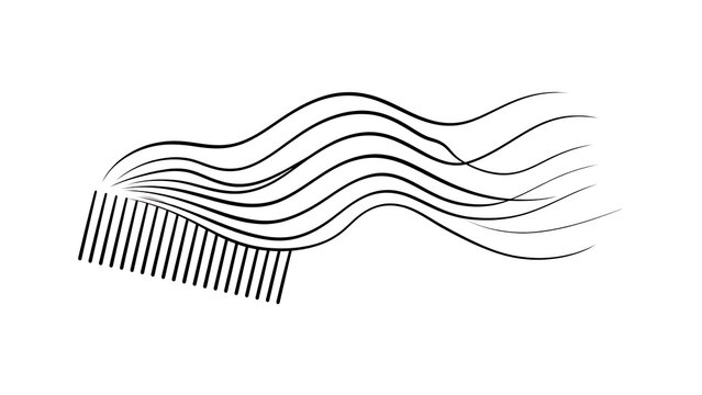 Abstract wave and comb illustration white background.