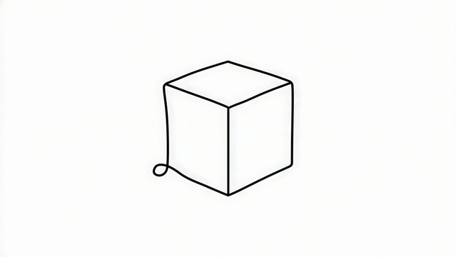 Simple cube line drawing on white background.