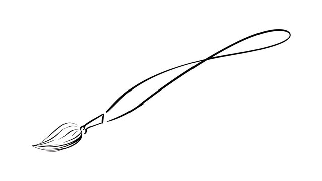 Elegant calligraphy pen illustration white background.
