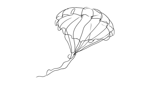Parachute line art illustration white background.