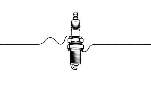 Spark plug line art illustration white background.