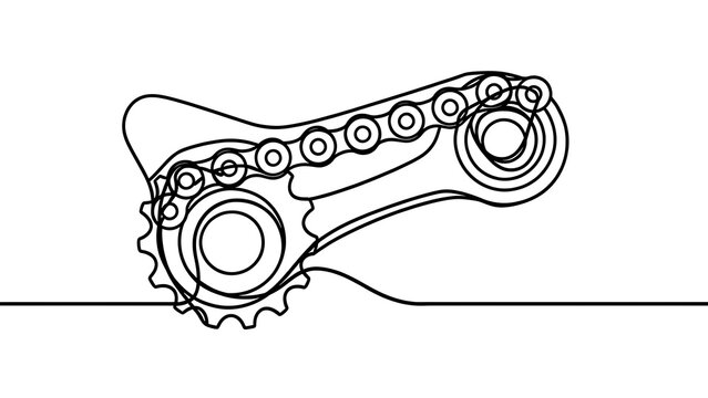Mechanical gear system illustration white background.