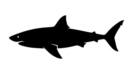 Naklejka premium Great white shark silhouette isolated on white background