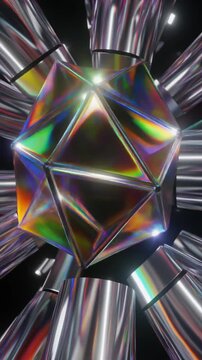 Iridescent Geometric Abstract 3D Animation Generative AI