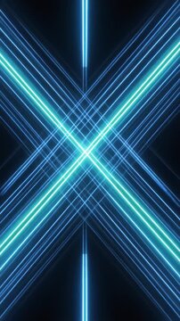 Abstract Blue Neon Laser X-Shape Geometric Loop Generative AI