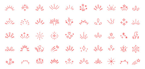 Hand drawn sketch doodle twinkle star vector glitter bright magic light icon set. © Hike Studio 10