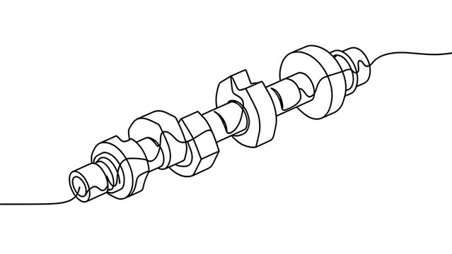Camshaft line drawing on white background.
